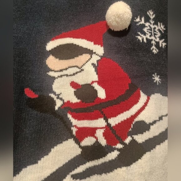 XL🎄Holiday Santa Ugly Christmas Ski Men Unisex Sweater - Navy ITS COLD OUTSIDE - Picture 3 of 7